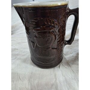 VINTAGE CROOKSVILLE BURLEY AND WINTER POTTERY COMPANY BROWNWARE PITCHER